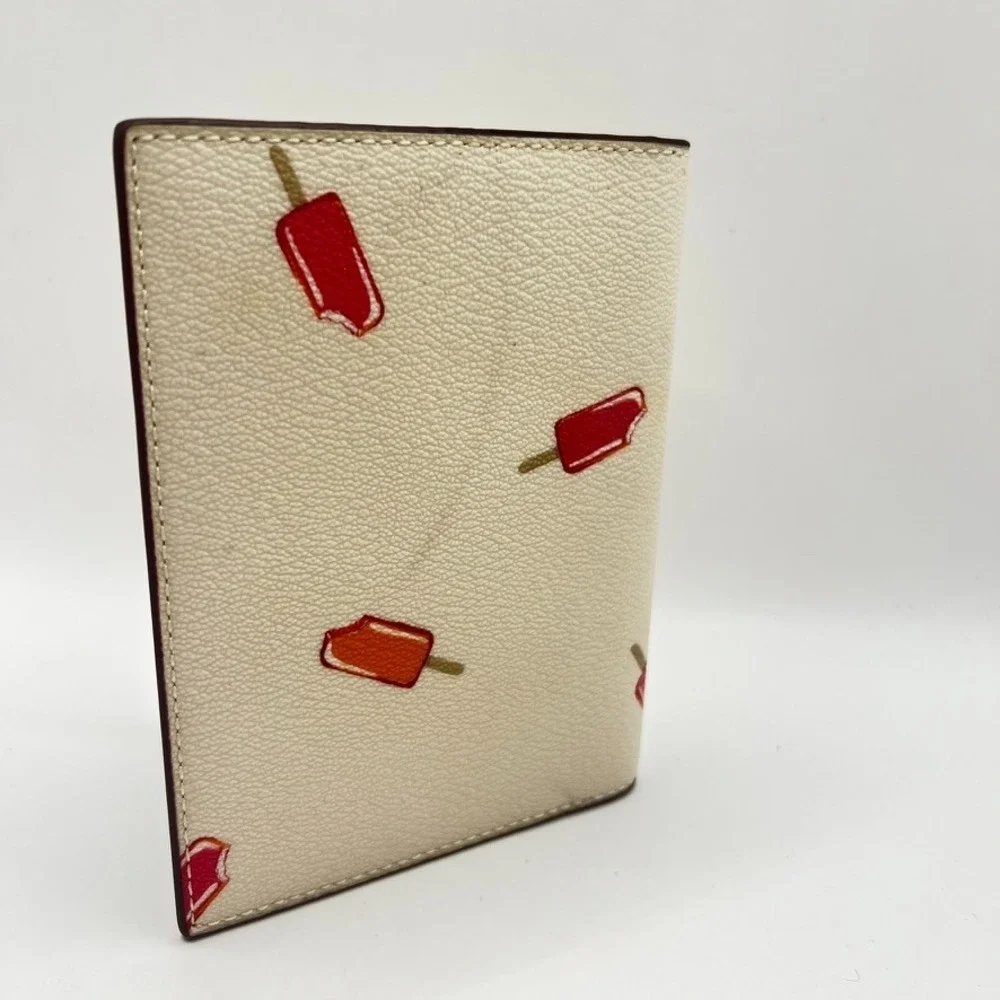COACH POPSICLE ID/CARD PASSPORT WALLET CHALK LEATHER